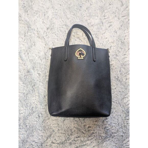 Kate Spade Black Purse Suzy North South Tote Medium Leather Crossbody - Picture 2 of 9